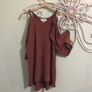 Cold shoulder top with ruffle detail